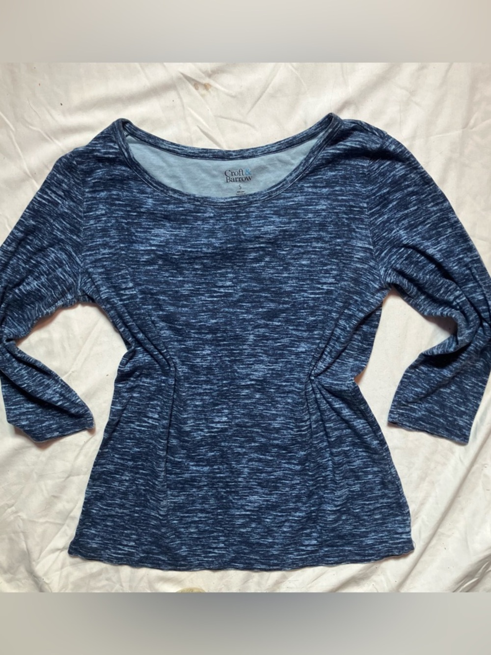 croft & barrow Women’s Navy Space-Dye Scoop Neck Long Sleeve Top